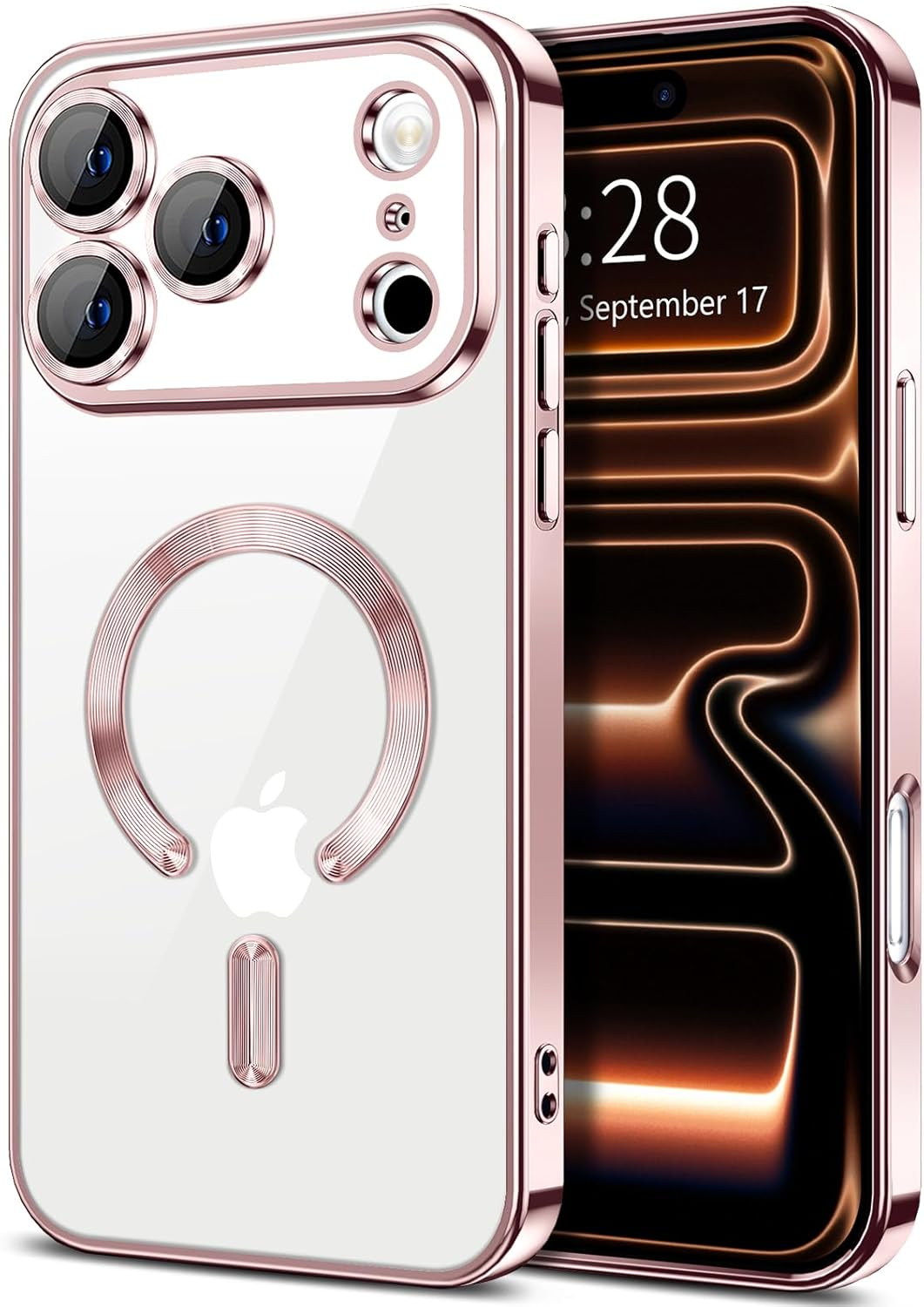 For Apple iPhone 17/17 Pro Max MagSafe Magnetic Case with HaloLock Shockproof Protective Electroplating Clear Cover