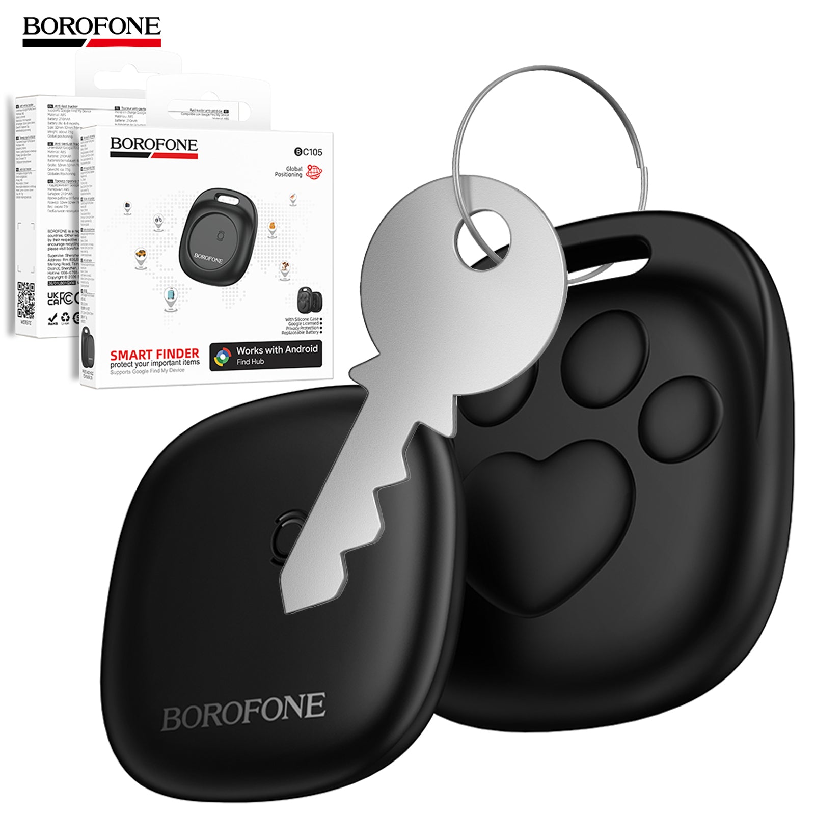 Borofone BC105 Anti-Lost Device GPS Tracker with Google Find Hub for Keys, Bags, Luggage, and Vehicles – Smart Locator