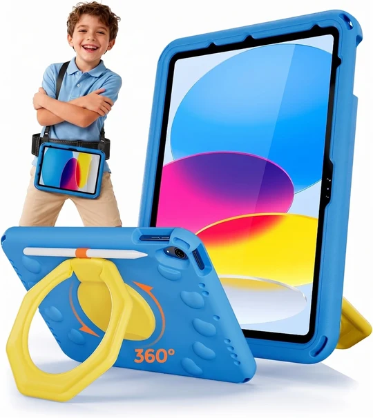 For Apple iPad 10th Gen 10.9 inch 2022/ 11th Gen (A16) 2025 Rotating Case TPU Shockproof Multi-Layer Protective Kickstand Cover