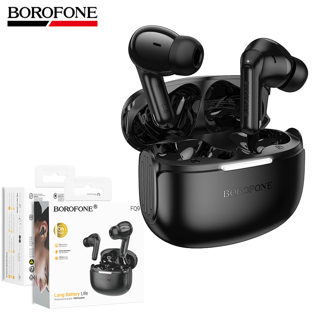 Borofone FQ11 TWS True Wireless BT 5.4 Bluetooth Sports Earbuds Headset For iPhone/Samsung/Moto/Nokia/Oppo