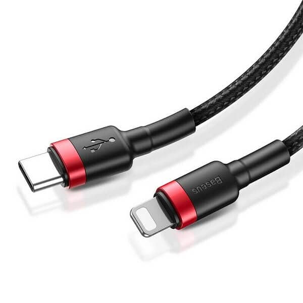 PD USB Type C to Lightning Cable Baseus Fast Charging Charger Cable Support PD & QC Fast Charging Cable Cord (1 Meter, Red Head+Black)