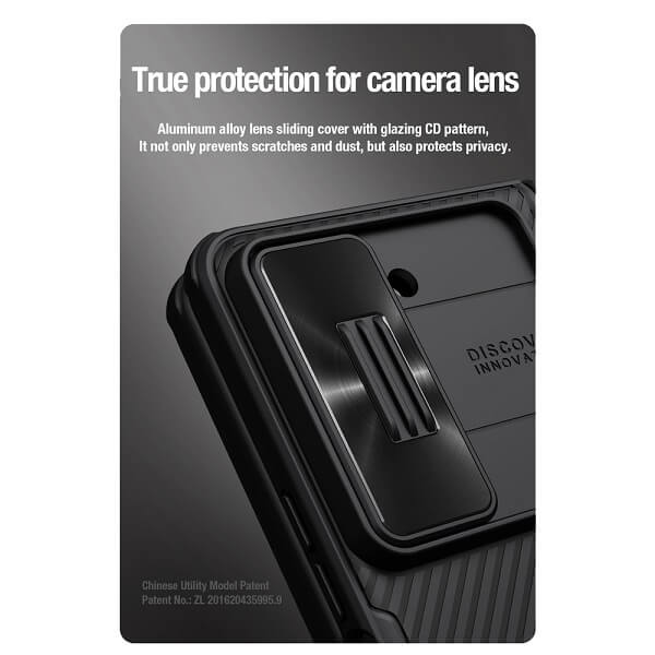Nillkin CamShield Samsung Galaxy Z Fold 5 5G Slide Camera Back Protective 360° Fiber Cover Kickstand (Black)