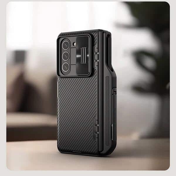 Nillkin CamShield Samsung Galaxy Z Fold 5 5G Slide Camera Back Protective 360° Fiber Cover Kickstand (Black)