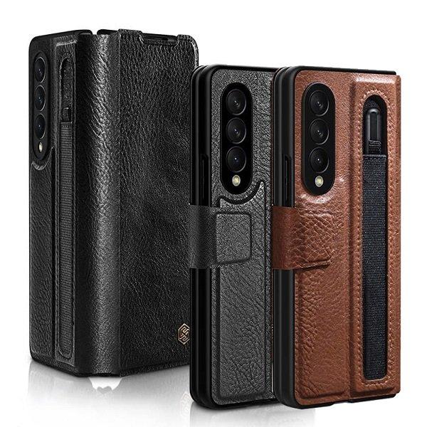Nillkin For Samsung Galaxy Z Series Phone Case with S Pen Holder, PU Leather Protective Case with Flip Cover and Kickstand