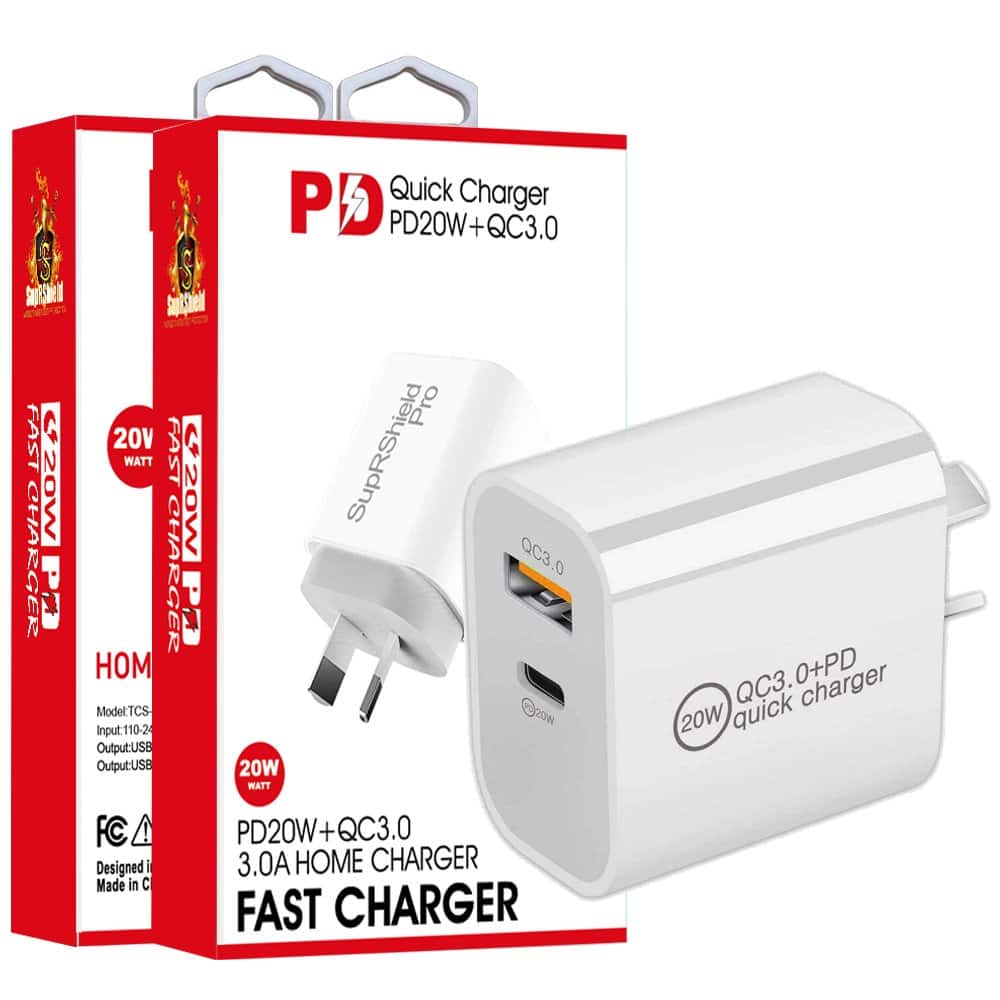 20W Dual PD +USB Type C SAA Certified Fast Charging Wall Plug Charger Adapter For Apple iPhone Samsung Galaxy Google Nokia Oppo Huawei iPad