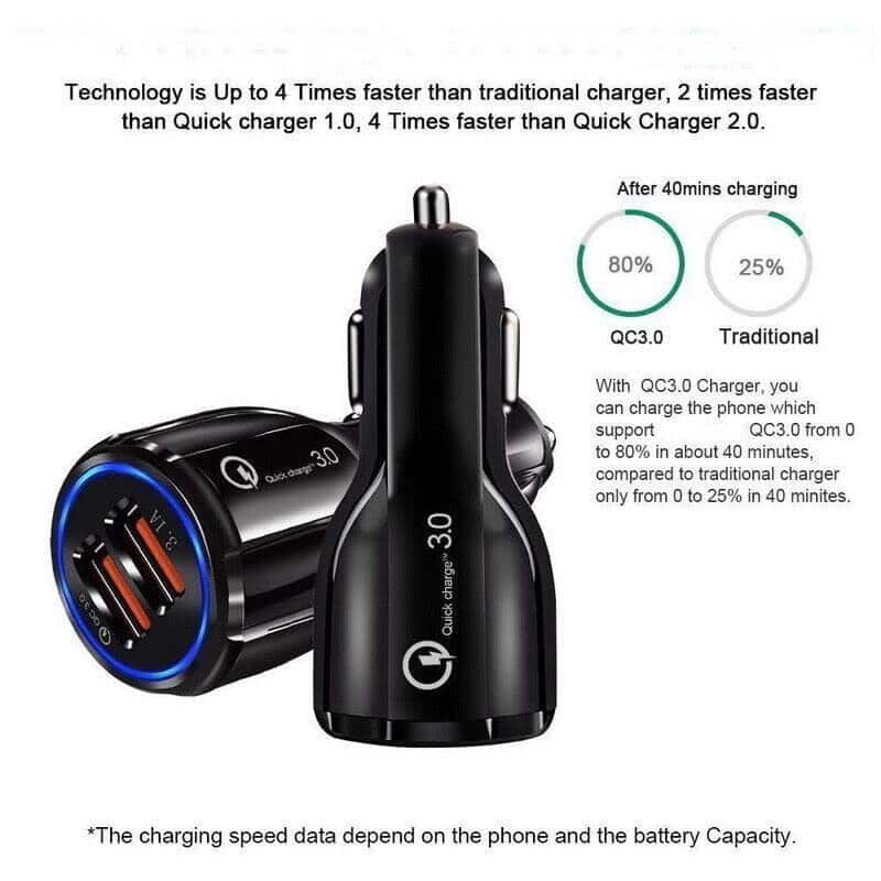 QC3.0 35W 2 USB Ports 6A Fast Charging Car Charger Quick Charge Mobile Phone Charger for iPhone Samsung Nokia Oppo Moto Google