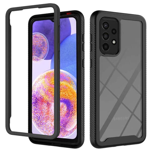 Samsung Galaxy A23 4G Military Grade Full Body Shockproof Clear Heavy Duty Case Bumper Drop Protection Tough Cover (Black)