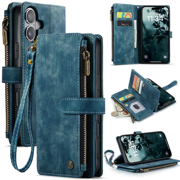 CaseMe C30 For Apple iPhone 13/14/15/16/16 Pro/16 Pro/17 Max Plus Vintage Leather Folio Zipper Wallet Case with Magnetic Closure and 7 Card Slots