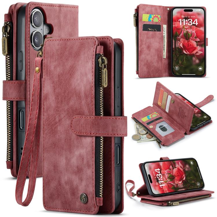 CaseMe C30 For Apple iPhone 13/14/15/16/16 Pro/16 Pro/17 Max Plus Vintage Leather Folio Zipper Wallet Case with Magnetic Closure and 7 Card Slots