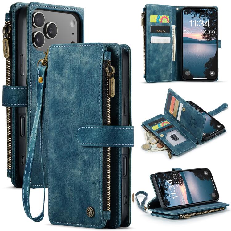CaseMe C30 For Apple iPhone 13/14/15/16/16 Pro/16 Pro/17 Max Plus Vintage Leather Folio Zipper Wallet Case with Magnetic Closure and 7 Card Slots