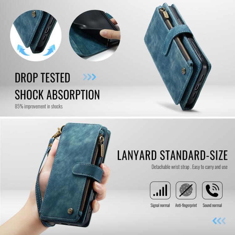 CaseMe C30 For Apple iPhone 13/14/15/16/16 Pro/16 Pro/17 Max Plus Vintage Leather Folio Zipper Wallet Case with Magnetic Closure and 7 Card Slots