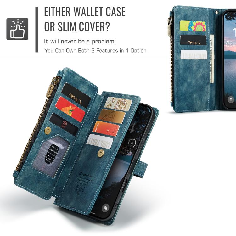 CaseMe C30 For Apple iPhone 13/14/15/16/16 Pro/16 Pro/17 Max Plus Vintage Leather Folio Zipper Wallet Case with Magnetic Closure and 7 Card Slots