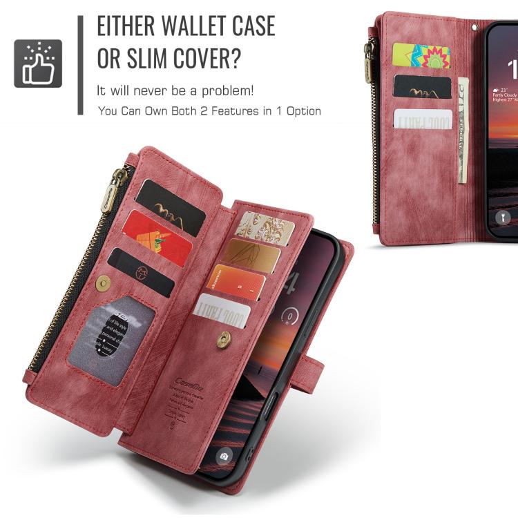 CaseMe C30 For Apple iPhone 13/14/15/16/16 Pro/16 Pro/17 Max Plus Vintage Leather Folio Zipper Wallet Case with Magnetic Closure and 7 Card Slots