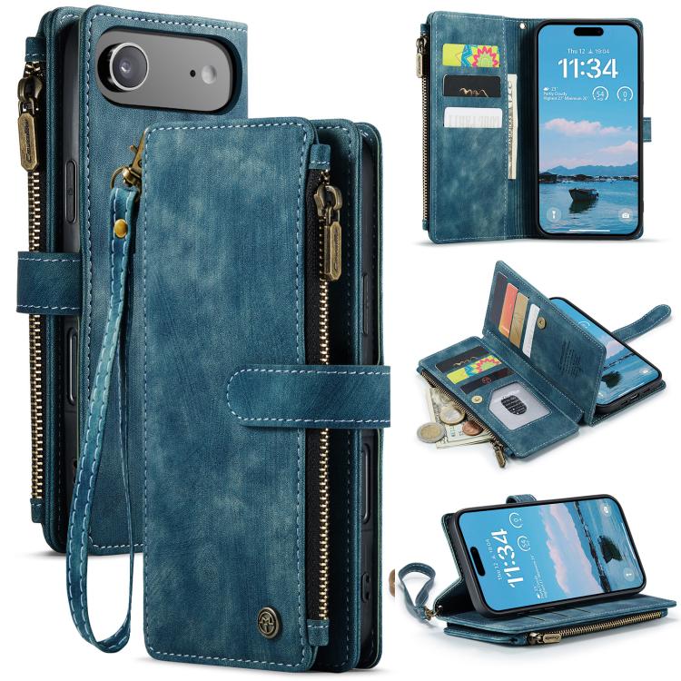 CaseMe C30 For Apple iPhone 13/14/15/16/16 Pro/16 Pro/17 Max Plus Vintage Leather Folio Zipper Wallet Case with Magnetic Closure and 7 Card Slots