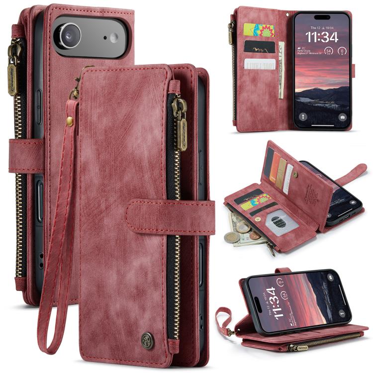 CaseMe C30 For Apple iPhone 13/14/15/16/16 Pro/16 Pro/17 Max Plus Vintage Leather Folio Zipper Wallet Case with Magnetic Closure and 7 Card Slots
