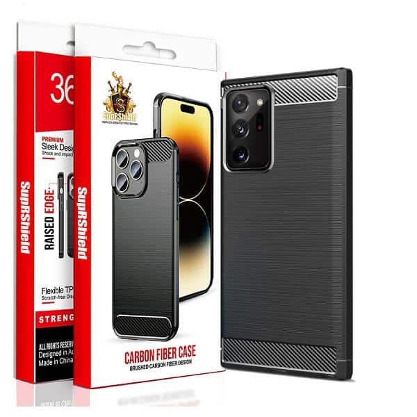 For Samsung Galaxy Note Series Shockproof Heavy Duty Rugged Matte Carbon Fiber Case Cover (Black)