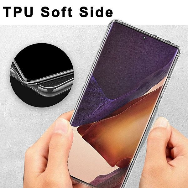 Samsung Galaxy Note20 Ultra Clear Case Slim With 4 Corners [Shock Absorption] Hard Back Soft Bumper Cover