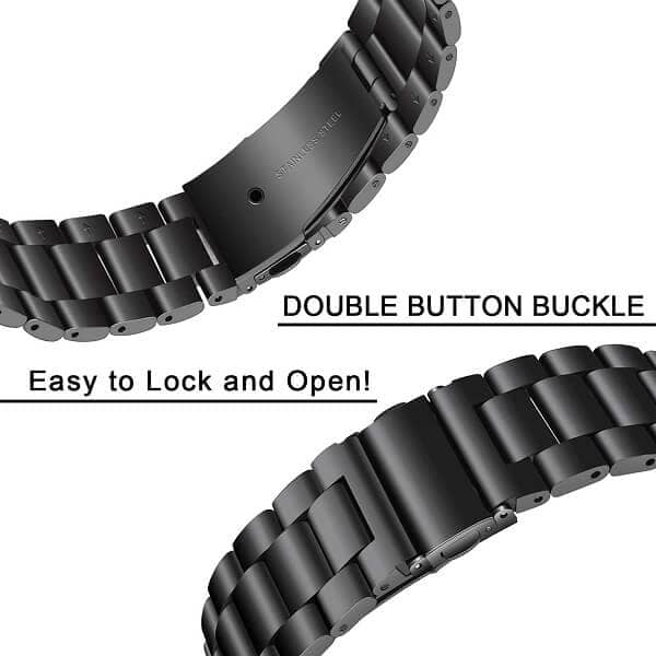Samsung Galaxy Watch 6 5 4 3 Pro Active 2 Gear S2 Stainless Steel Replacement Strap Band Bracelet Women Men (Black)
