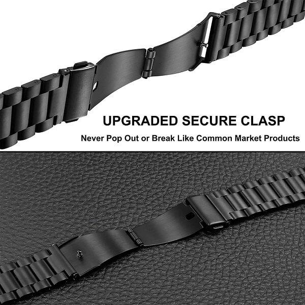 Samsung Galaxy Watch 6 5 4 3 Pro Active 2 Gear S2 Stainless Steel Replacement Strap Band Bracelet Women Men (Black)