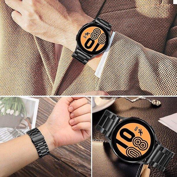 Samsung Galaxy Watch 6 5 4 3 Pro Active 2 Gear S2 Stainless Steel Replacement Strap Band Bracelet Women Men (Black)