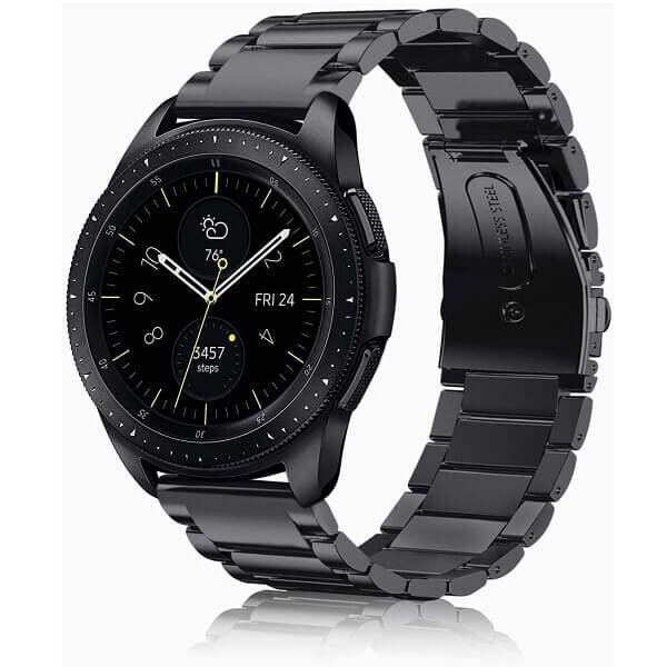 Samsung Galaxy Watch 6 5 4 3 Pro Active 2 Gear S2 Stainless Steel Replacement Strap Band Bracelet Women Men (Black)