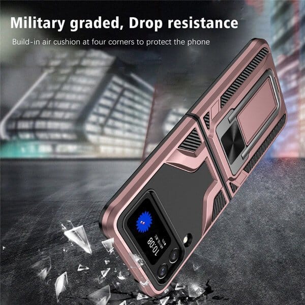 Samsung Galaxy Z Flip 4 5G Magnetic Ring Rugged Shockproof Case Heavy Duty Protective Back Cover (Black)