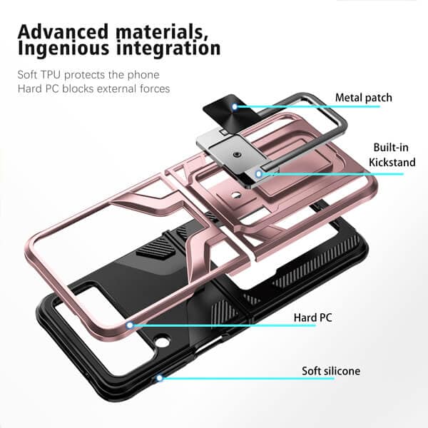 Samsung Galaxy Z Flip 4 5G Magnetic Ring Rugged Shockproof Case Heavy Duty Protective Back Cover (Black)