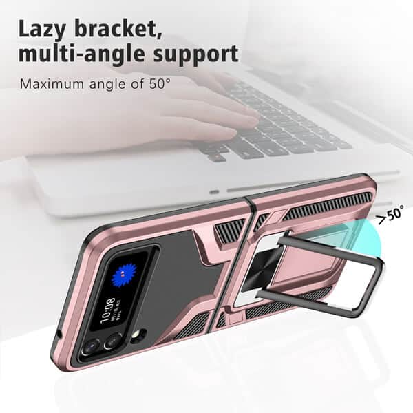 Samsung Galaxy Z Flip 4 5G Magnetic Ring Rugged Shockproof Case Heavy Duty Protective Back Cover (Black)