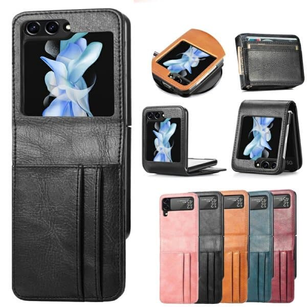 Samsung Galaxy Z Flip 5 Wallet Leather Card Holder Flip Protective Shockproof Case Cover