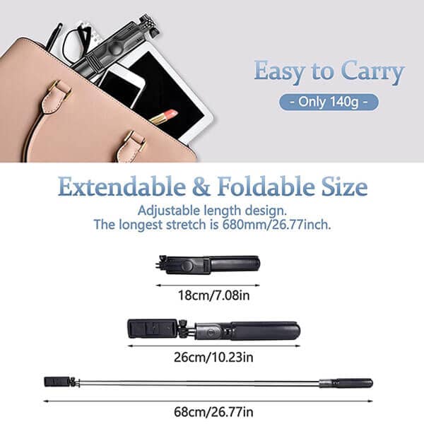 S03 Selfie Stick Tripod Extendable Wireless Bluetooth Remote Portable Smartphone Tripod Stand Mount for IOS Android phone