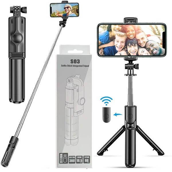 S03 Selfie Stick Tripod Extendable Wireless Bluetooth Remote Portable Smartphone Tripod Stand Mount for IOS Android phone
