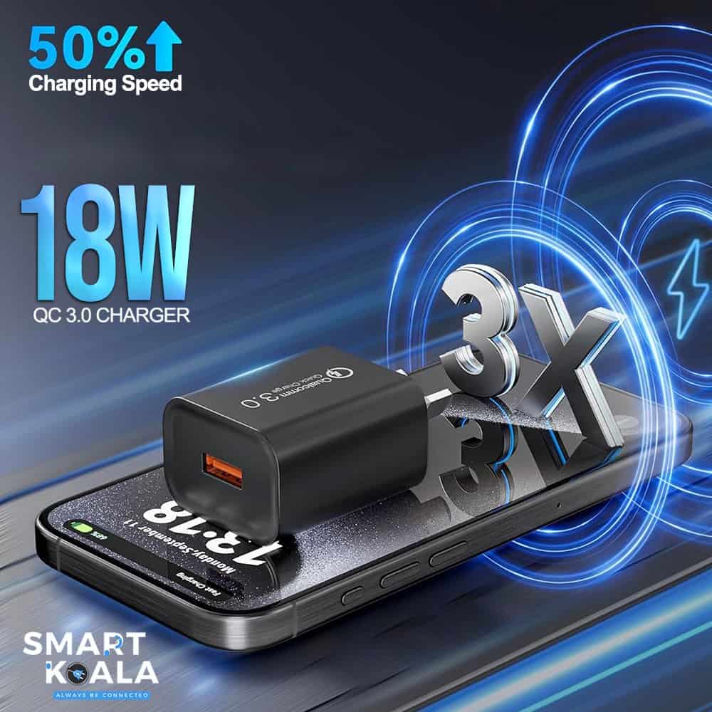 [2 Pack] Smart Koala 18W QC3.0 SAA Certified USB A Fast Charging Wall AU Plug Charger Adapter