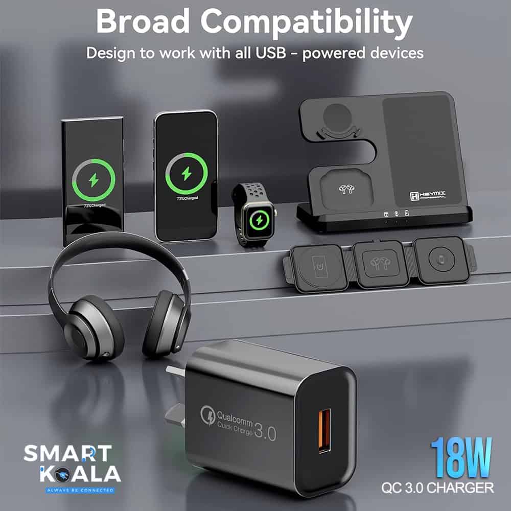[2 Pack] Smart Koala 18W QC3.0 SAA Certified USB A Fast Charging Wall AU Plug Charger Adapter