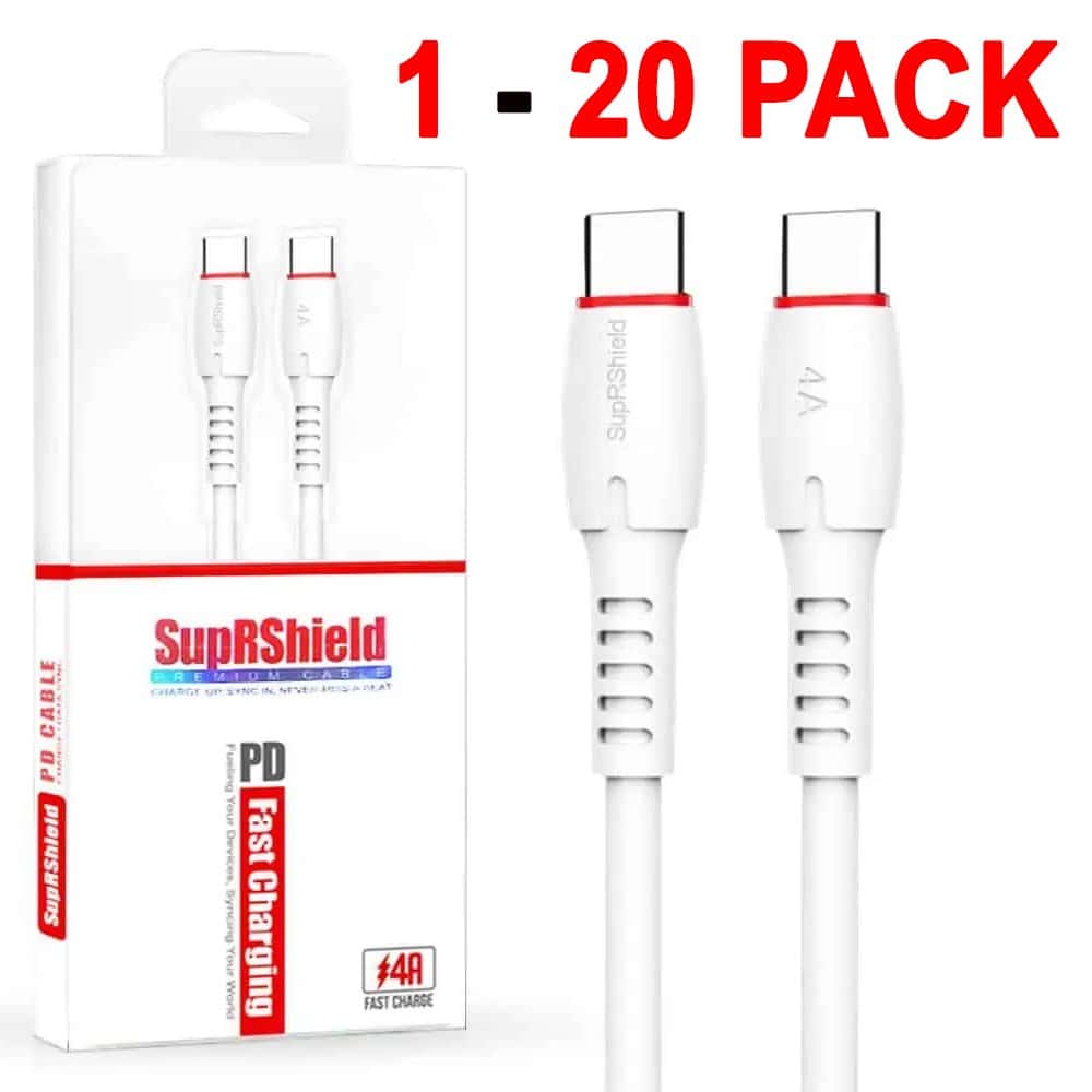 1X 10X 20X SupRShield PD 60W 4A USB Type C to C Super Fast Charging Charger Data Sync Cable Cord For iPhone 15 Pro Max /Samsung /iPad Pro /Google /Moto /Nokia /Oppo