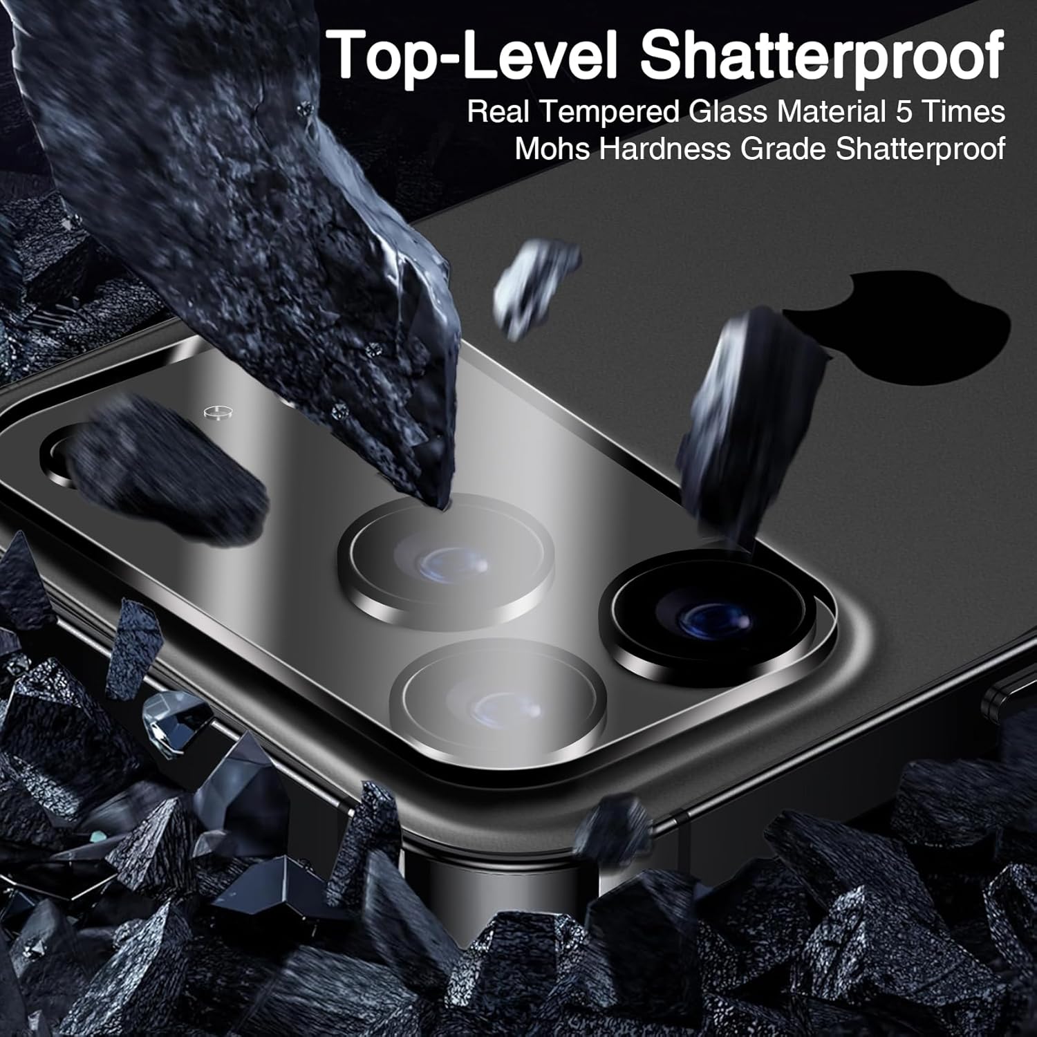 [ 1 Pack ] Apple iPhone Camera Lens Tempered Glass Anti Scratch Film Guard ( Clear and Black )