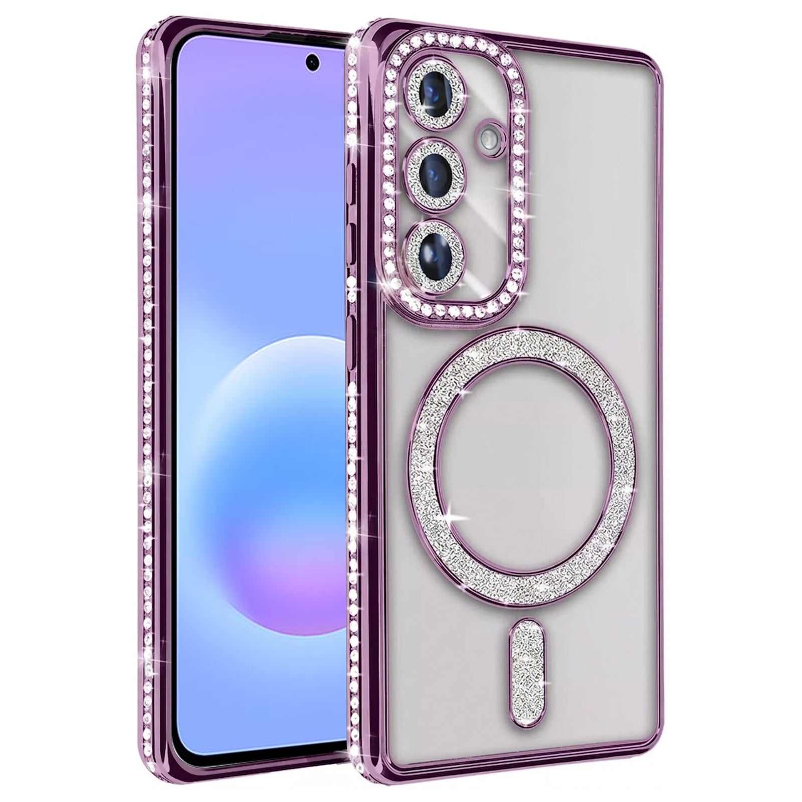 For Samsung Galaxy A Series Case, MagSafe Magnetic Diamond Rhinestone Glitter Crystal Bling Camera Lens Protector Cover