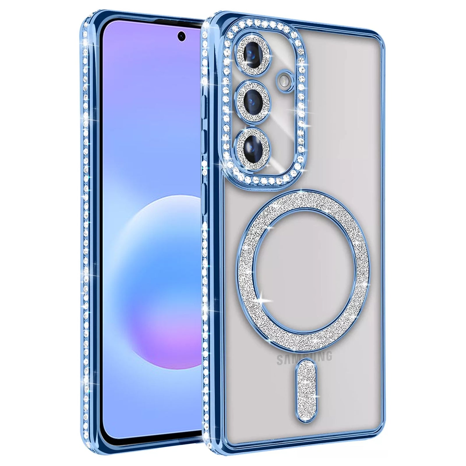 For Samsung Galaxy A Series Case, MagSafe Magnetic Diamond Rhinestone Glitter Crystal Bling Camera Lens Protector Cover