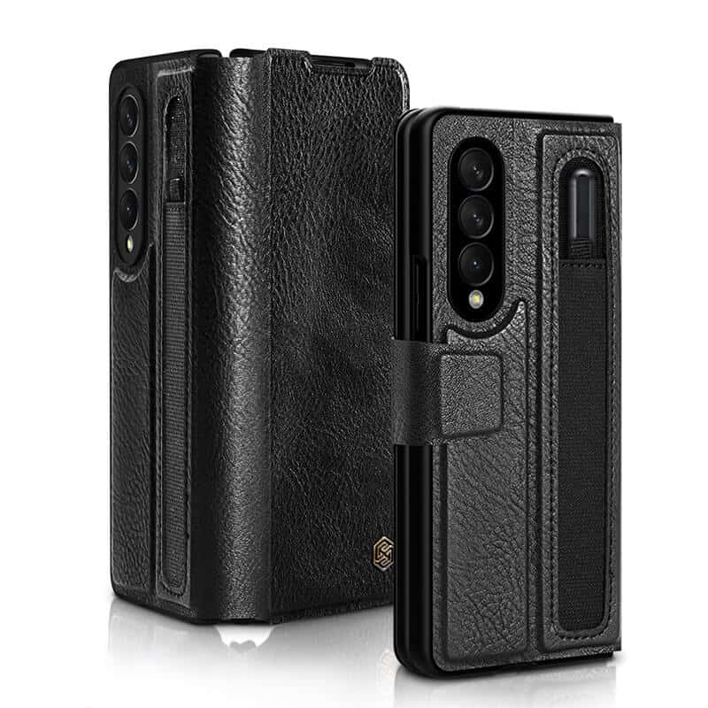 Nillkin For Samsung Galaxy Z Series Phone Case with S Pen Holder, PU Leather Protective Case with Flip Cover and Kickstand