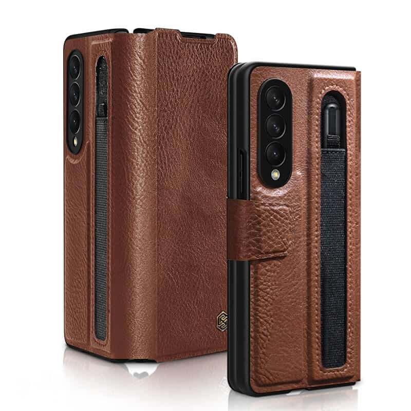 Nillkin For Samsung Galaxy Z Series Phone Case with S Pen Holder, PU Leather Protective Case with Flip Cover and Kickstand