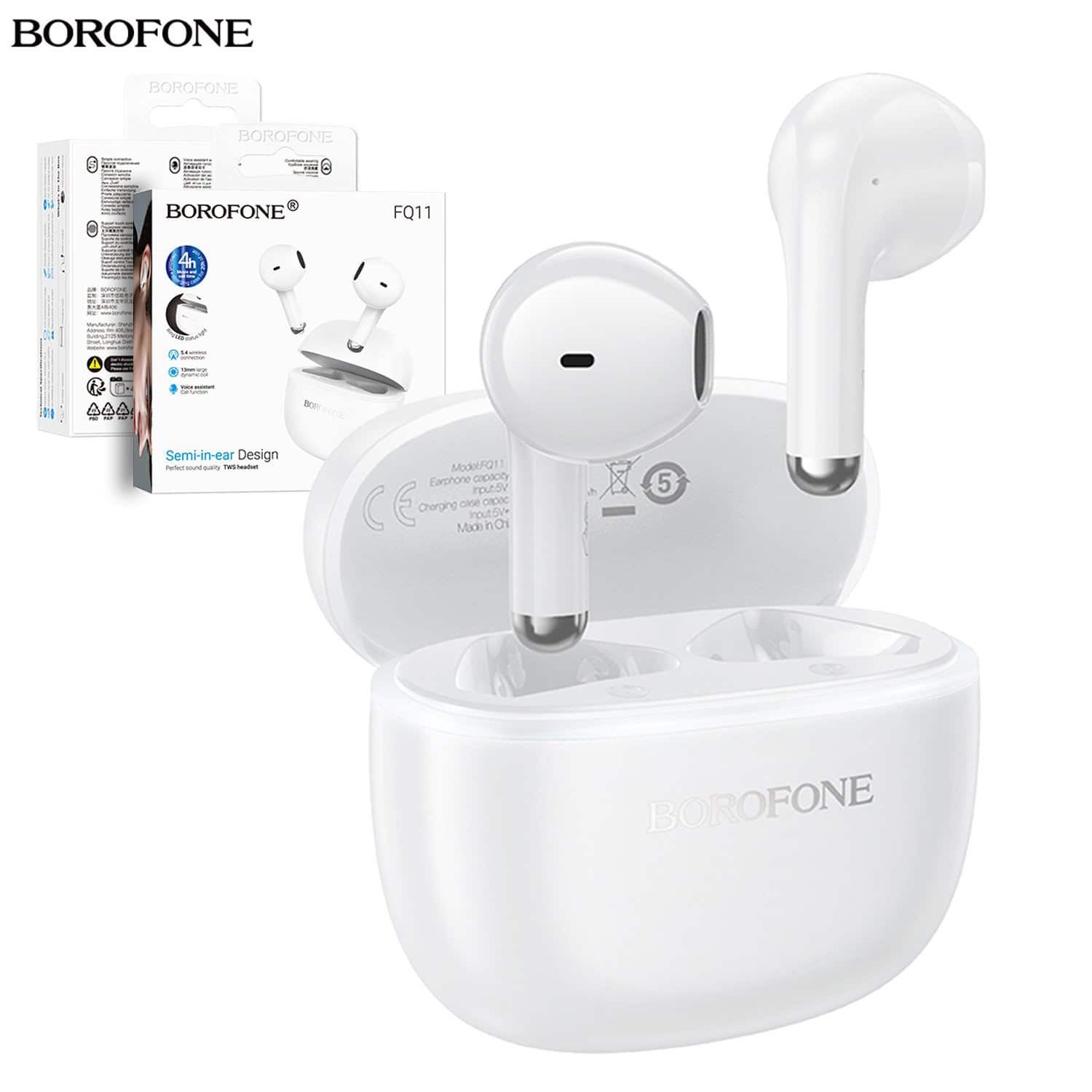 Borofone FQ11 TWS True Wireless BT 5.4 Bluetooth Sports Earbuds Headset For iPhone/Samsung/Moto/Nokia/Oppo