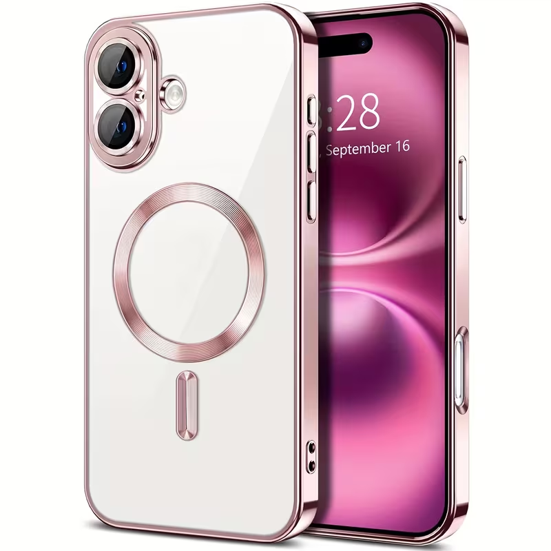 For Apple iPhone 17/17 Pro Max MagSafe Magnetic Case with HaloLock Shockproof Protective Electroplating Clear Cover