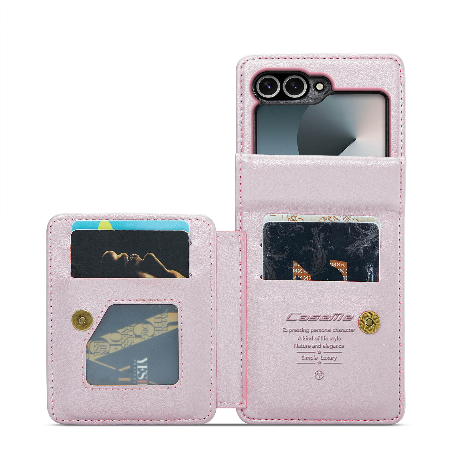 CaseMe For Samsung Galaxy Z Flip 7 Retro PU Leather Wallet Case with RFID Blocking Card Holder and Magnetic Closure Cover