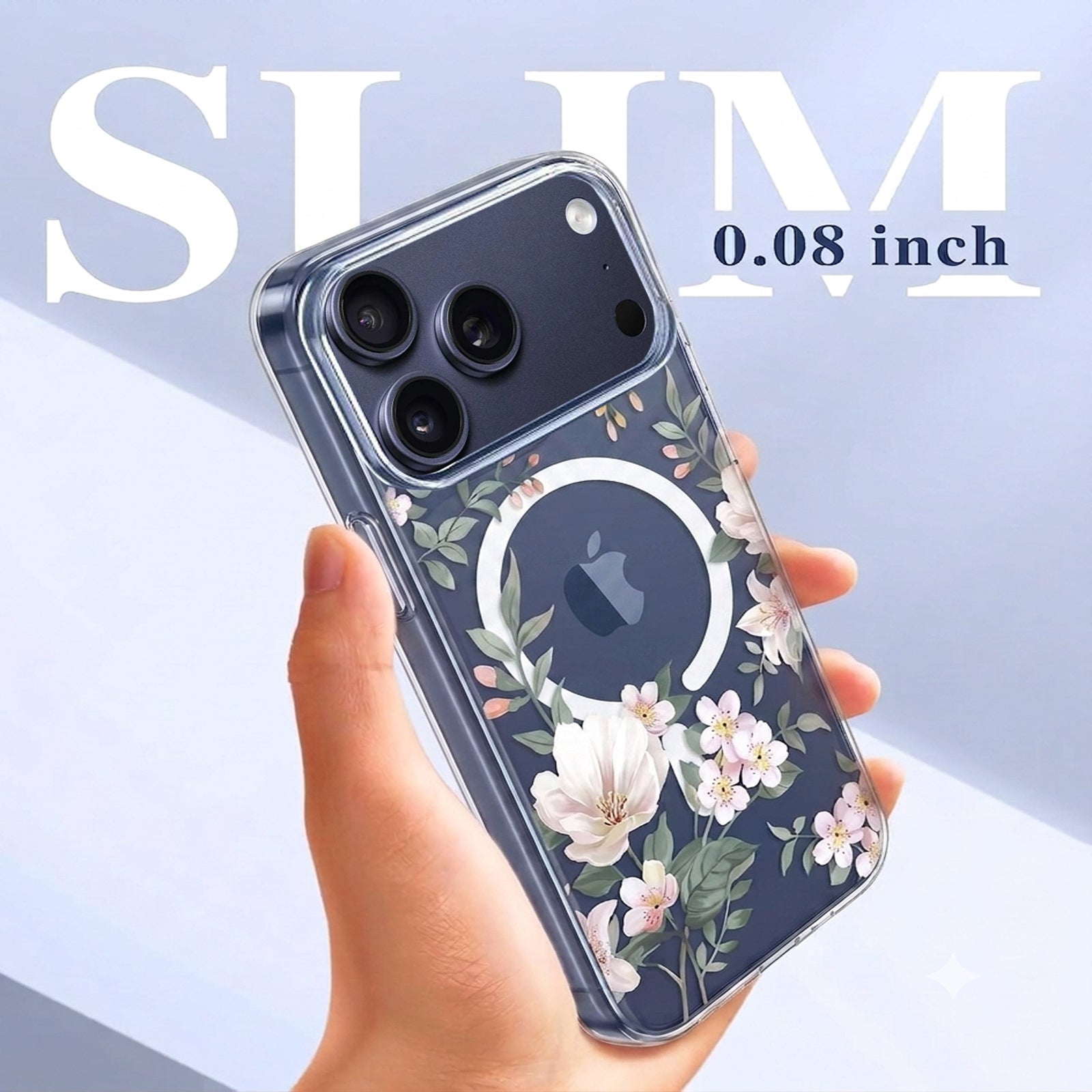 For Apple iPhone Clear Transparent MagSafe Magnetic Flower /Butterfly Pattern TPU Printed Back Case Cover