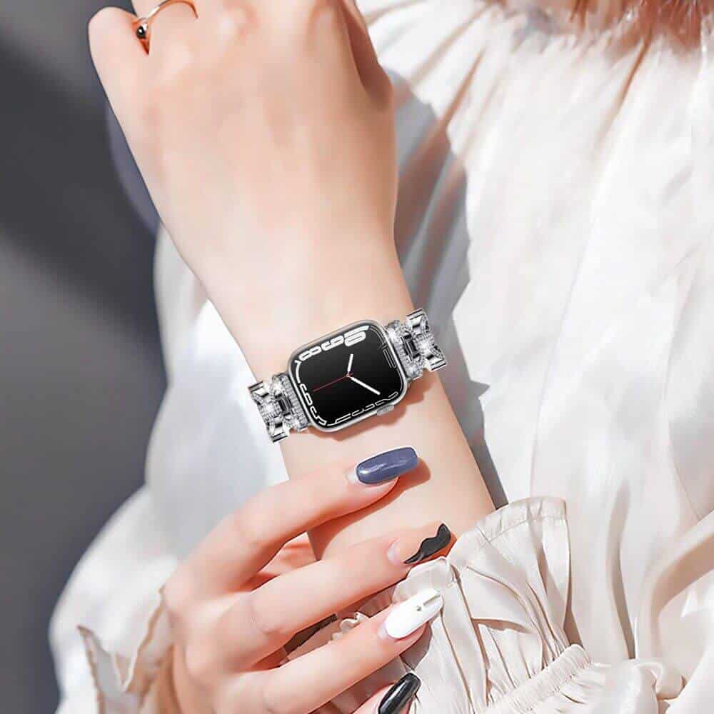 For Apple iWatch Round Bling Rhinestones 38/40/41/42/44/45/46/49mm Bracelet Strap Wristband