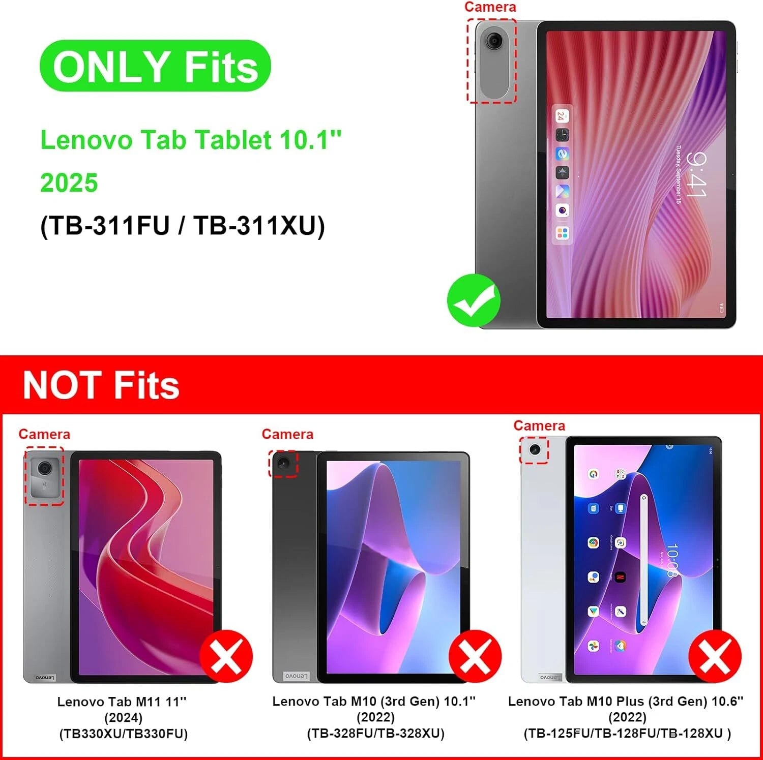 For Lenovo Tab 10.1 inch TB311FU TB311XU 2025 Smart Folio Leather Rotate Stand Case Cover